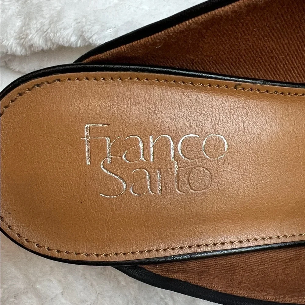 Franco Sarto Doutzen 2 Sandals Wedge Slide Slip On Black Leather Womens Size 8